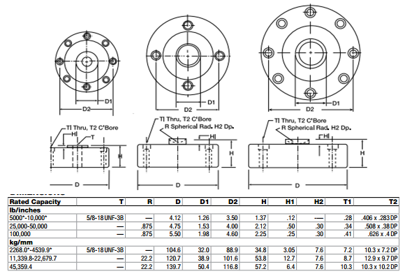 RL90000-5000lb稱重傳感器尺寸圖