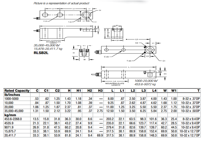 RLSB2L-35000lb稱重傳感器尺寸圖