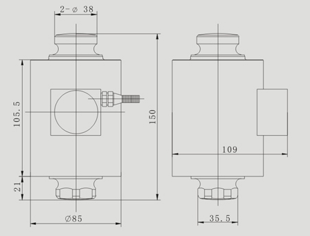 ZSNC-D-30T稱重傳感器尺寸