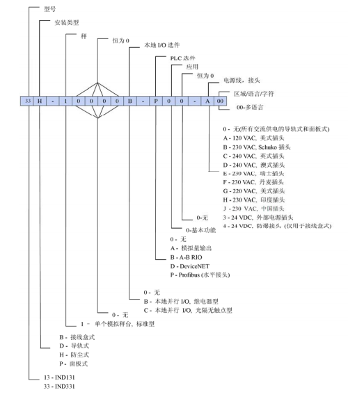 IND131系列稱重儀表型號定義圖