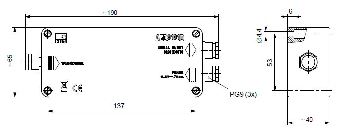 AED9101D放大器尺寸圖