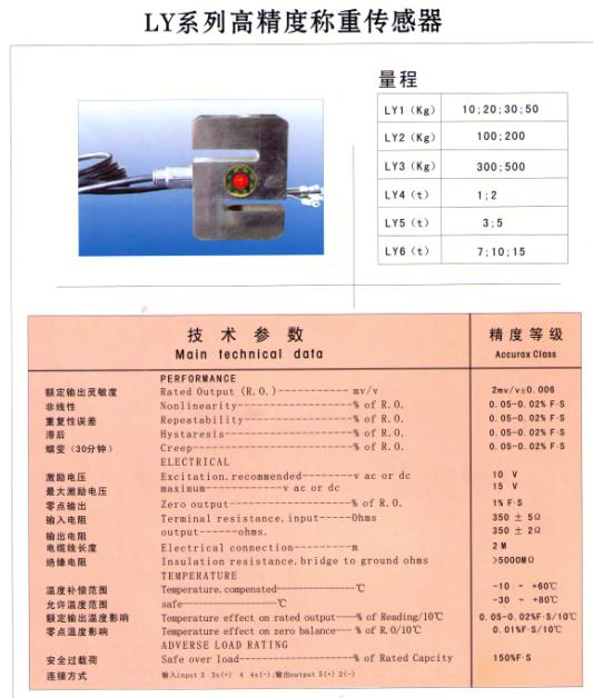 LY-S稱(chēng)重傳感器技術(shù)參數(shù)