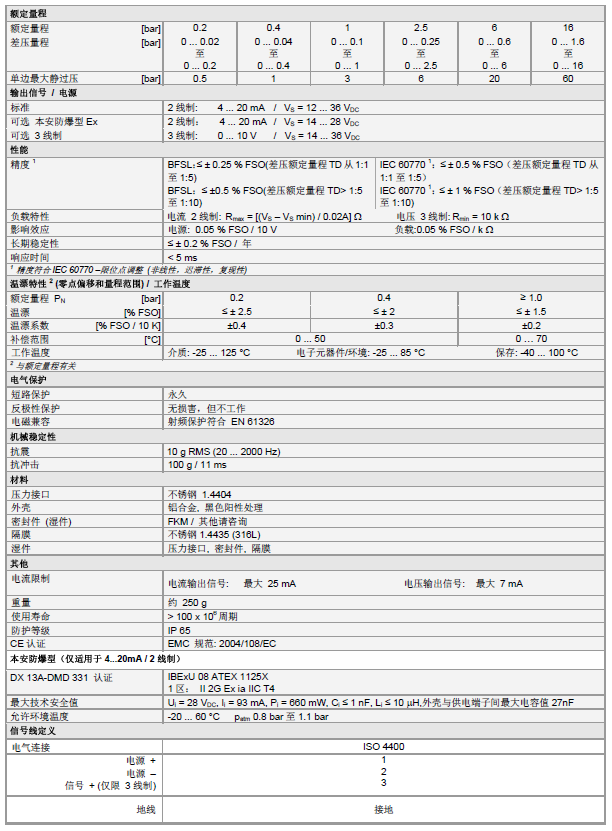 DMD 331壓力變送器參數(shù)