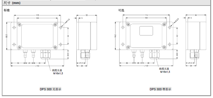 DPS 300壓力變送器產(chǎn)品尺寸