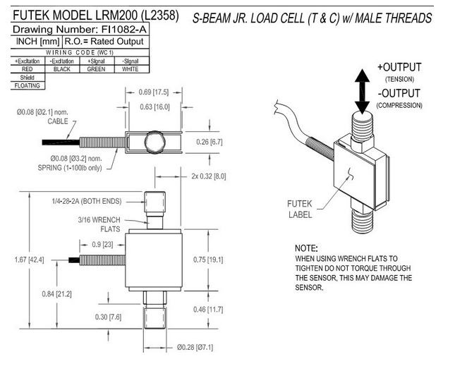 LRM200-10lb力傳感器尺寸結構