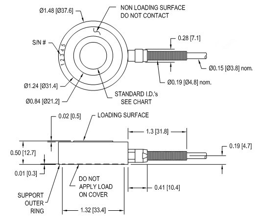 LTH350-250lb力傳感器產(chǎn)品尺寸圖