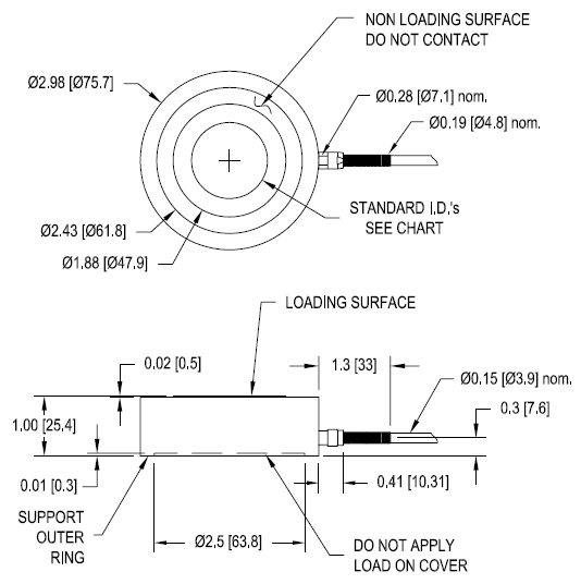 LTH500-7500lb力傳感器結構尺寸