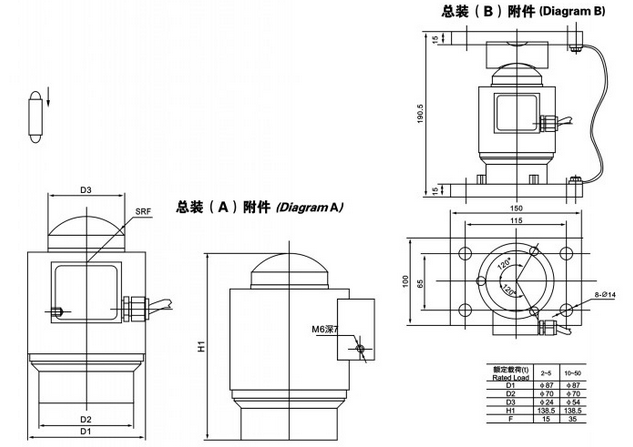 英國(guó)OAP ZSKB-40T稱重傳感器尺寸圖