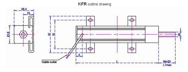 德國VOLFA KFR系列線性位置傳感器尺寸圖