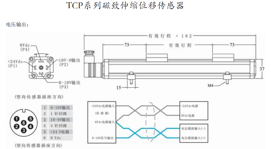 TCP磁致伸縮位移傳感器尺寸圖