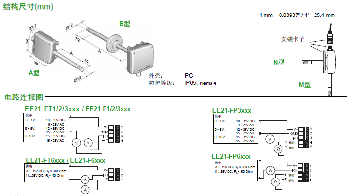 EE21溫濕度變送器結(jié)構(gòu)尺寸